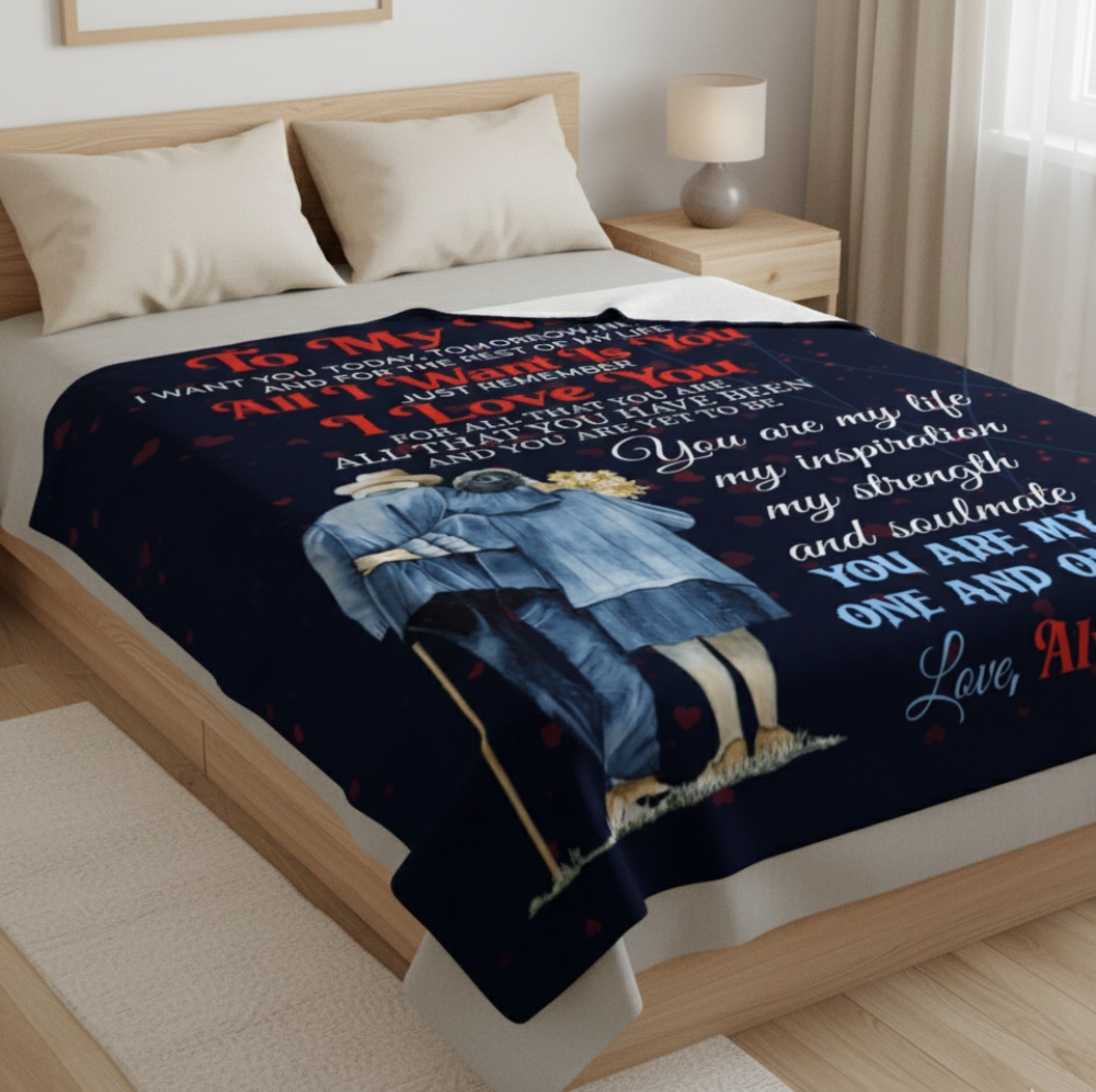 To My Wife | All I Want Is You | Cozy Premium Sherpa Blanket | 50x60