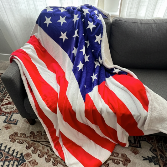 American Flag Fleece Blanket | Patriotic Veteran Throw