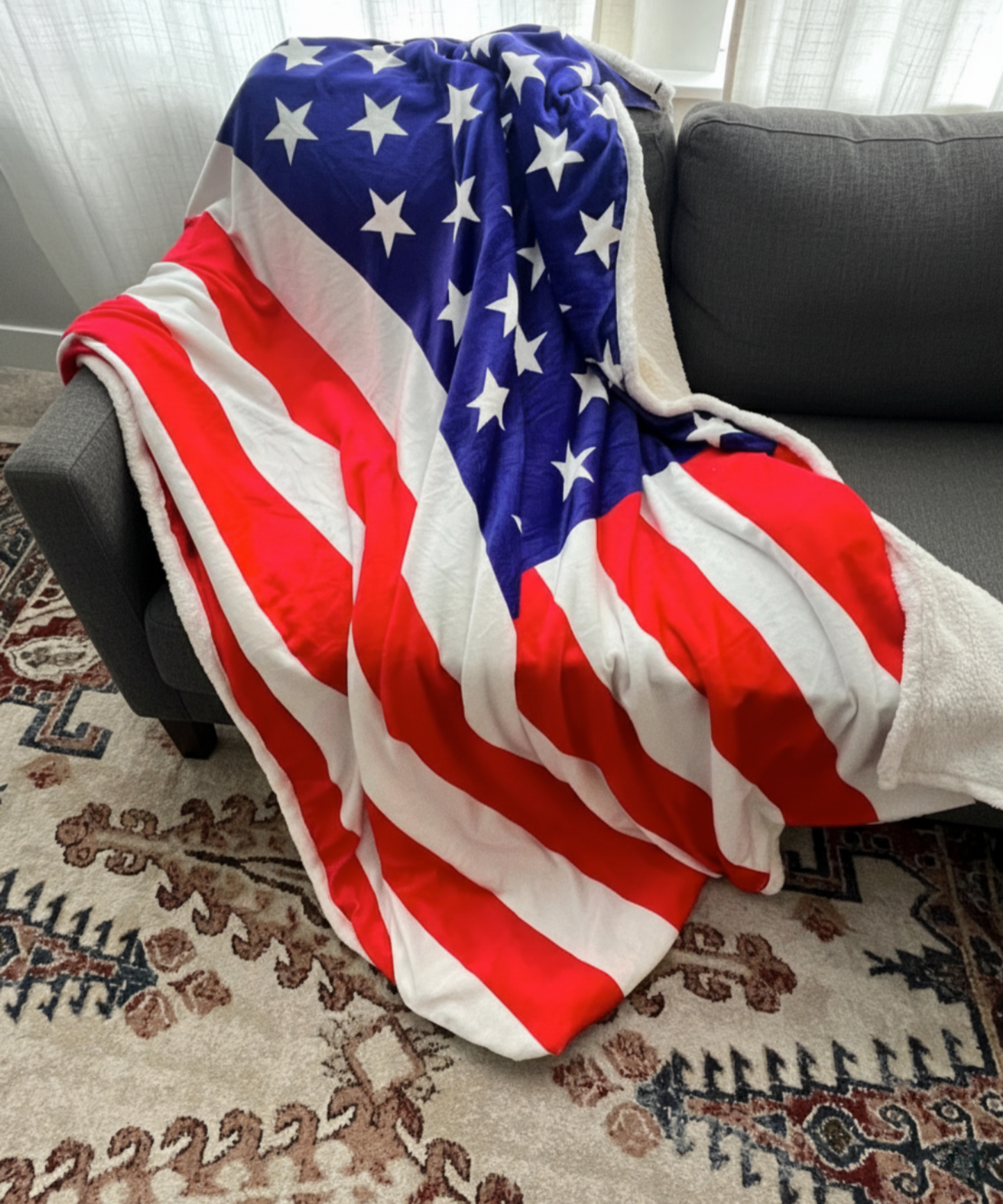 American Flag Fleece Blanket | Patriotic Veteran Throw | USA Military Gift for Army, Navy, Air Force & Marines