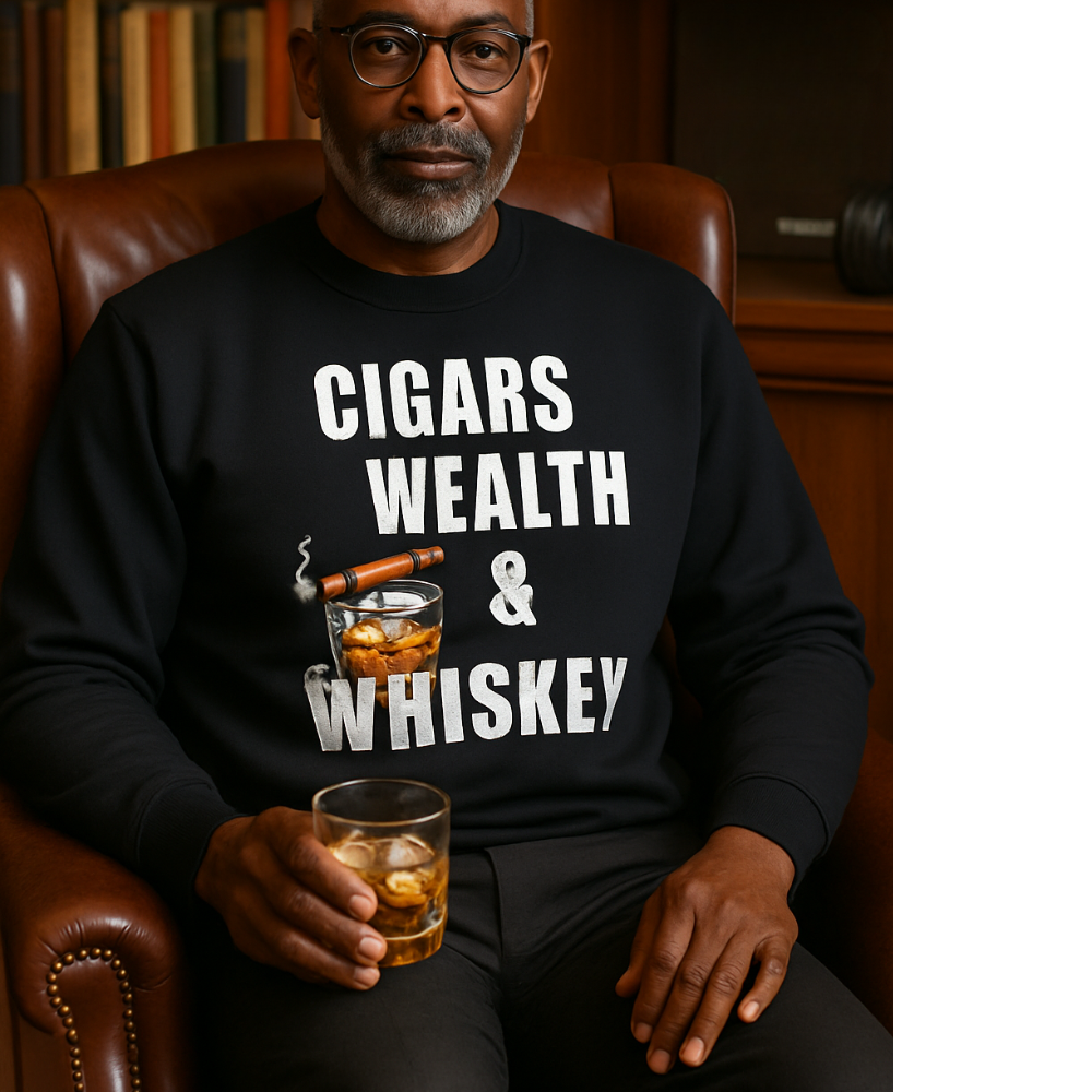Cigars, Wealth & Whiskey Sweatshirt | Distinguished Men’s Crewneck | Whiskey & Cigar Lover Gift