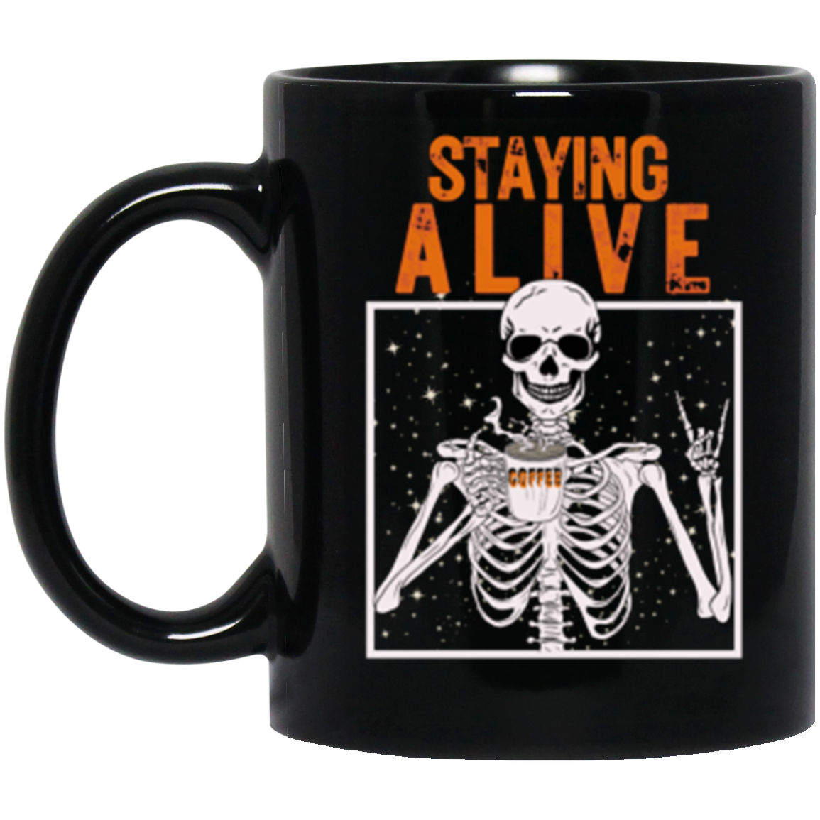 Skeleton Mug | Black 11 oz | Halloween Coffe Mug