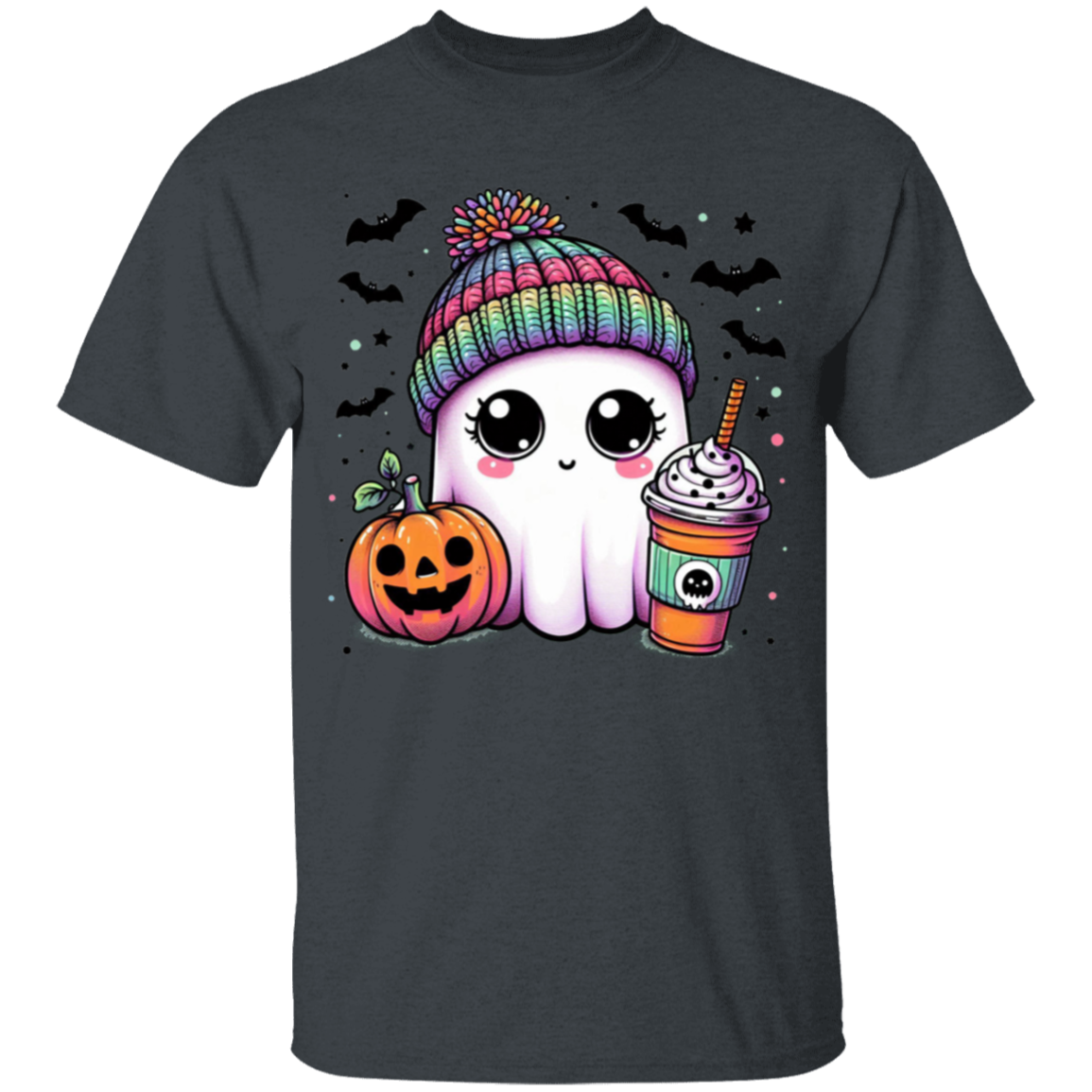 Rainbow Hat Ghost Youth | Halloween 100% Cotton T-Shirt