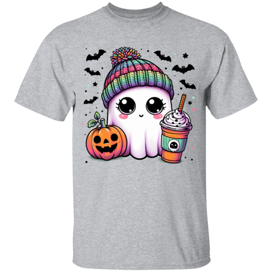Rainbow Hat Ghost Youth | Halloween 100% Cotton T-Shirt