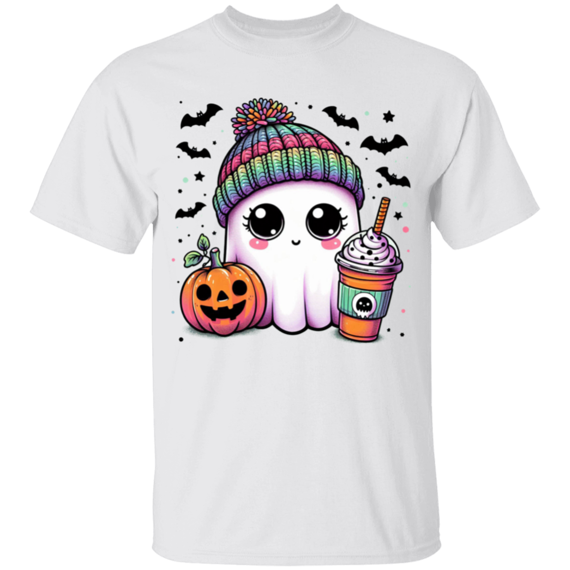 Rainbow Hat Ghost Youth | Halloween 100% Cotton T-Shirt