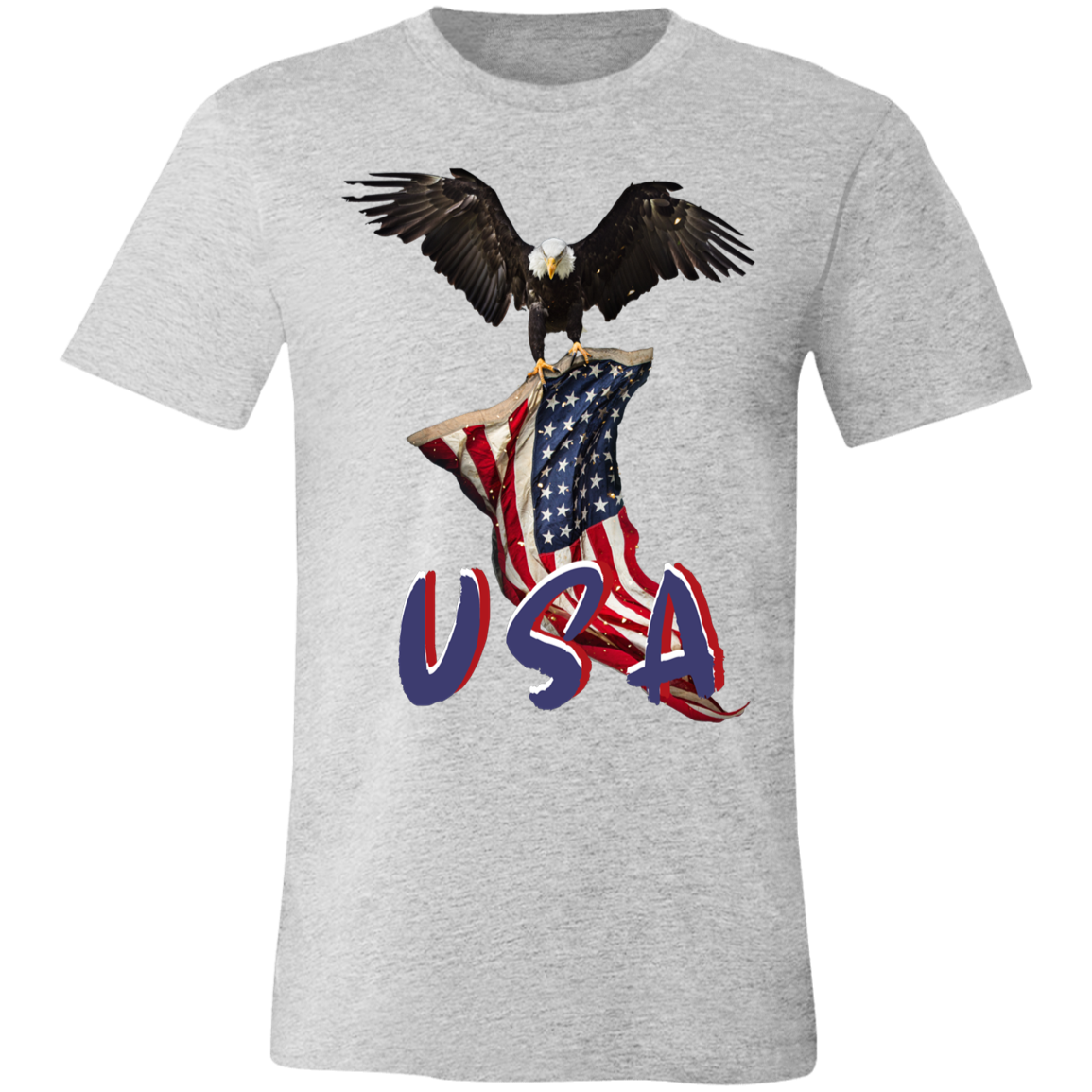 Patriotic Eagle & American Flag T-Shirt | USA Military Veteran Pride Tee | Jersey Short-Sleeve Shirt