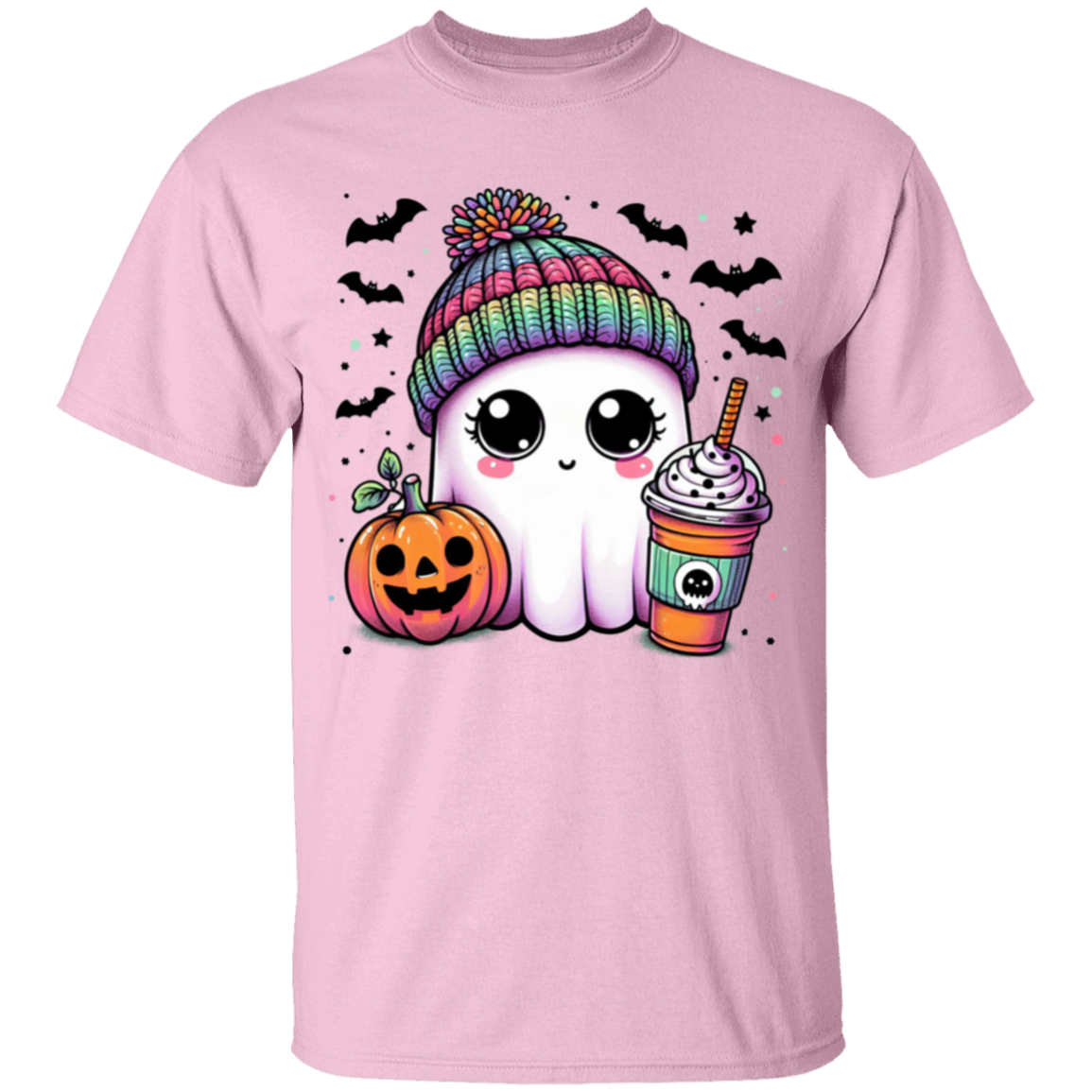 Rainbow Hat Ghost Youth | Halloween 100% Cotton T-Shirt