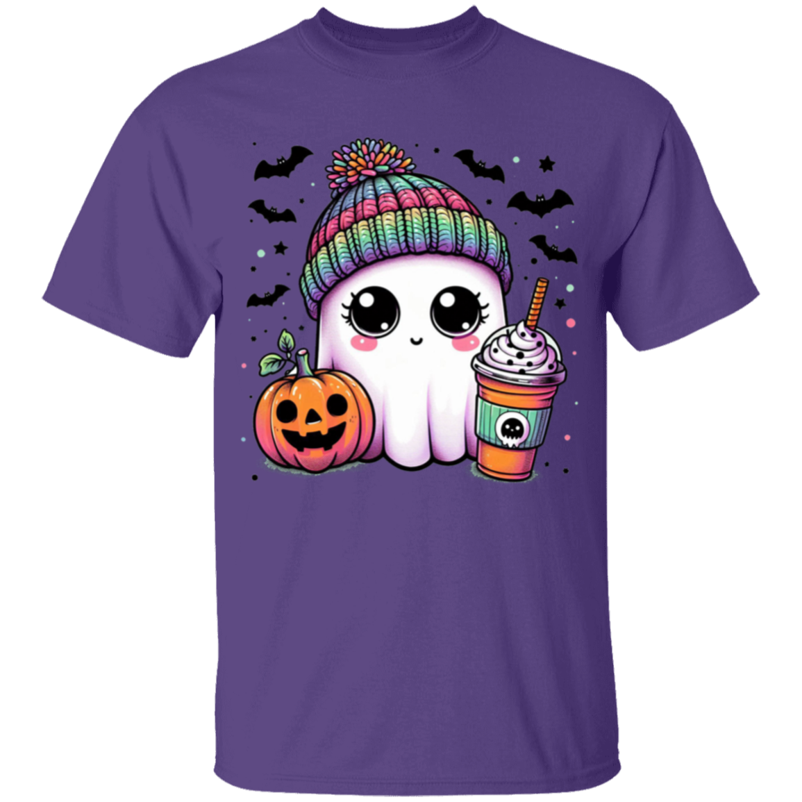 Rainbow Hat Ghost Youth | Halloween 100% Cotton T-Shirt