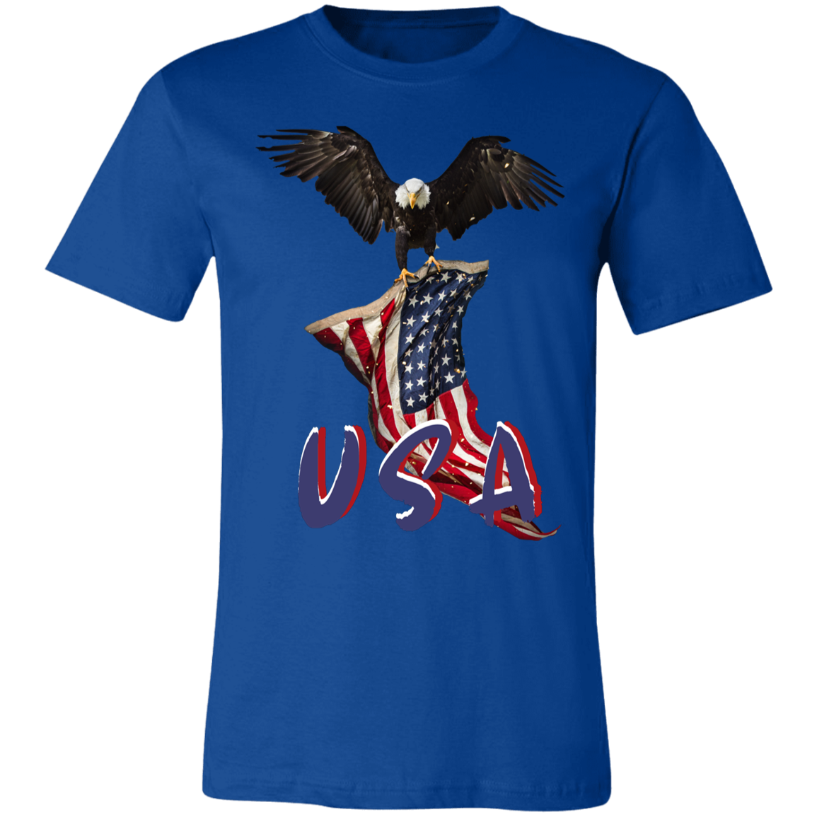 Patriotic Eagle & American Flag T-Shirt | USA Military Veteran Pride Tee | Jersey Short-Sleeve Shirt