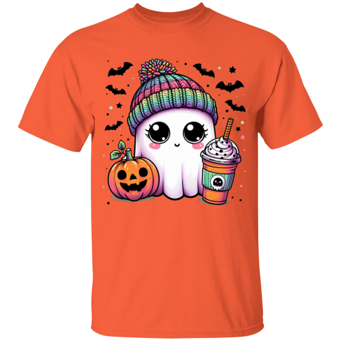Rainbow Hat Ghost Youth | Halloween 100% Cotton T-Shirt