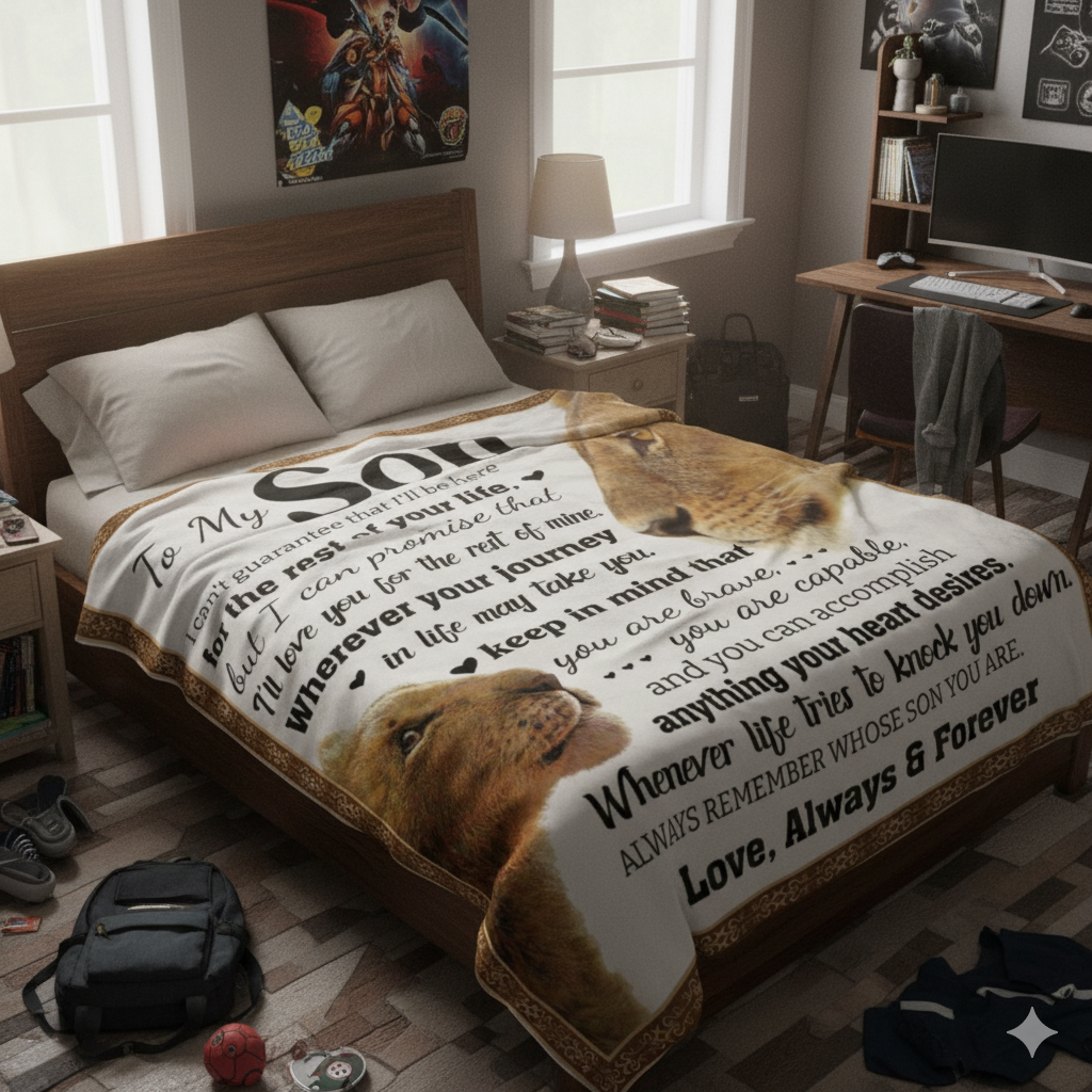 To My Son | Lion and Cub | Premium Sherpa Blanket | 50x60