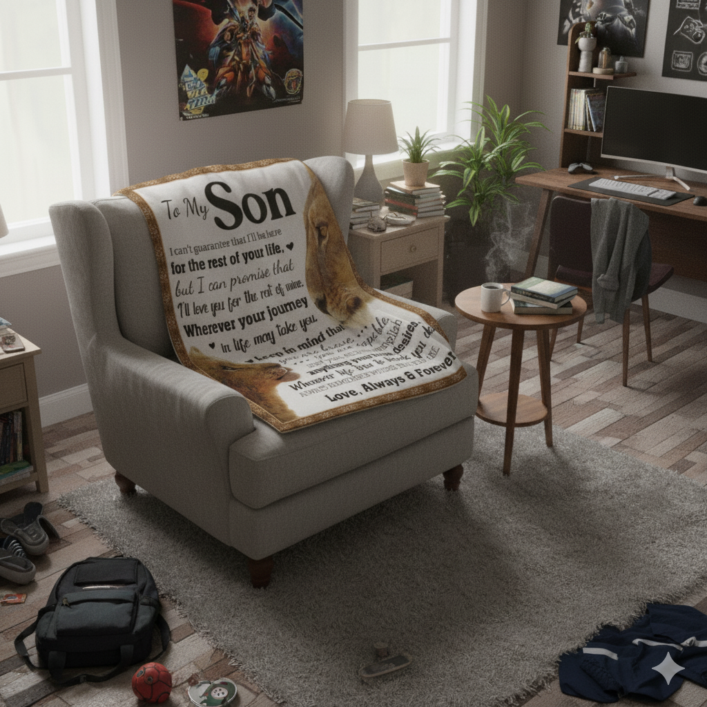 To My Son | Lion and Cub | Premium Sherpa Blanket | 50x60