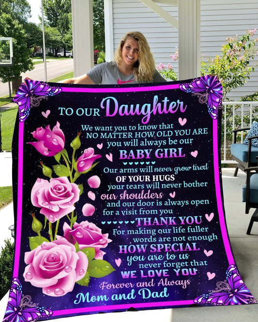 To Our Daughter | Forever And Always Mom and Dad | Premium Sherpa Blanket 50x60