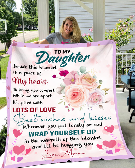 To My Daughter Blanket from Mom | Floral Heartfelt Message | Sherpa Fleece Throw