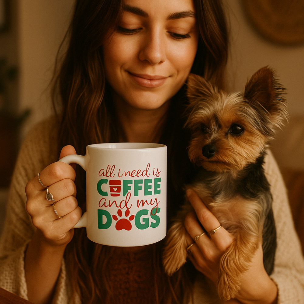 All I Need Is Coffee & My Dogs | Dog Mom Mug | White Ceramic, 11oz/15oz