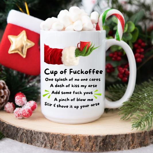 Cup of F*offee Mug | Funny Grinch-Inspired Christmas Coffee Mug | (11oz/15oz)
