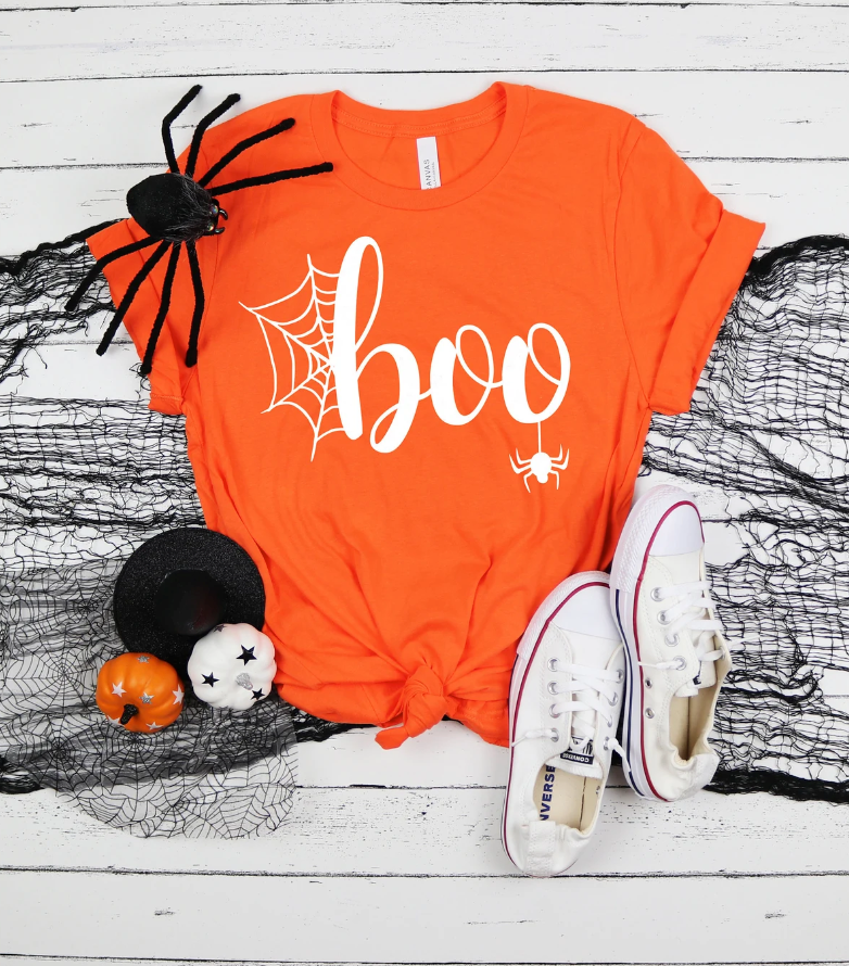 Halloween Boo Cotton Tee | Spooky Spider T-shirt