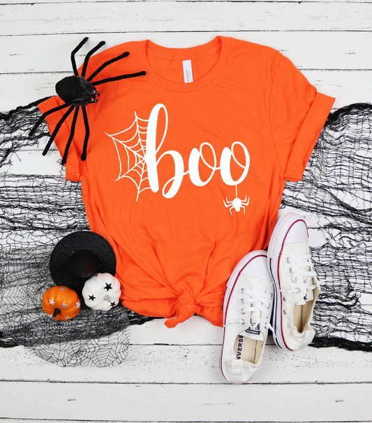Halloween Boo Cotton Tee | Spooky Spider T-shirt