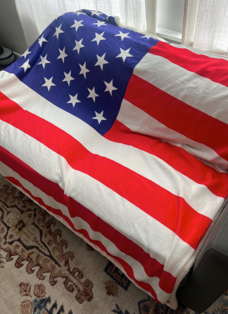 American Flag Fleece Blanket | Patriotic Veteran Throw