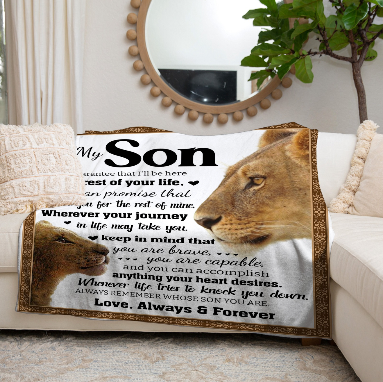 To My Son | Lion and Cub | Premium Sherpa Blanket | 50x60