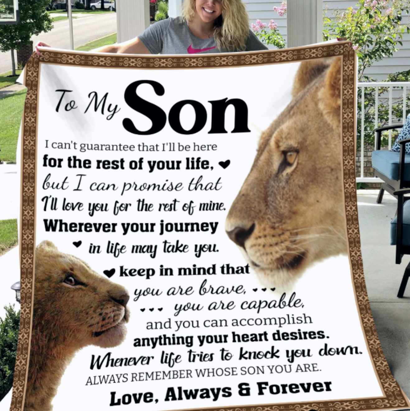 To My Son | Lion and Cub | Premium Sherpa Blanket | 50x60