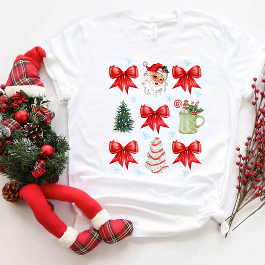 Coquette Bow Red Ribbon Santa T-Shirt / Sweatshirt