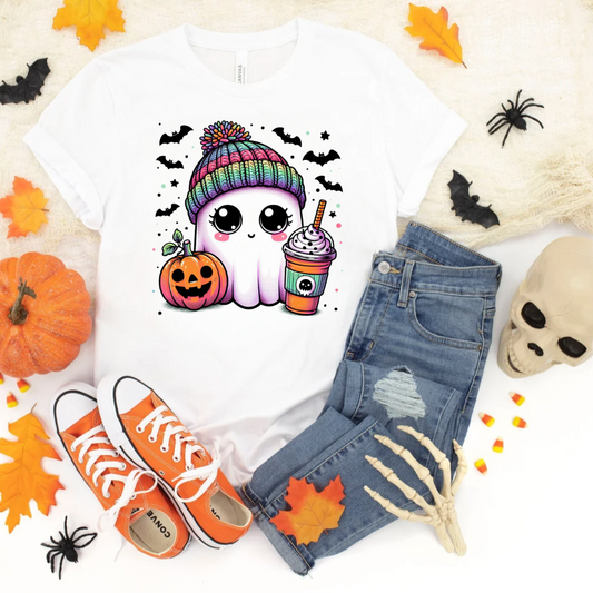 Rainbow Hat Ghost Youth | Halloween 100% Cotton T-Shirt