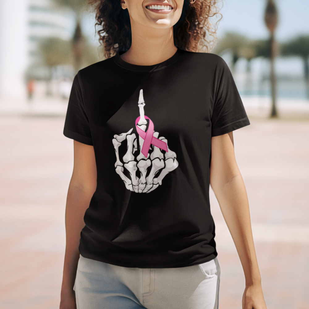 Not Today, Cancer | Pink Ribbon Skeleton Hand T-Shirt