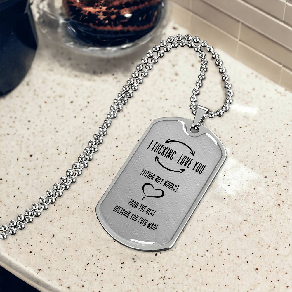 I F'king Love You Dog Tag | Men's Necklace with Playful Message