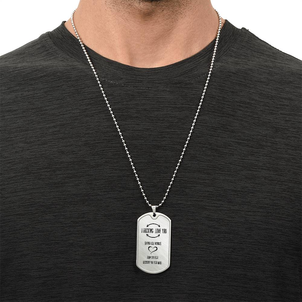 I F'king Love You Dog Tag | Men's Necklace with Playful Message