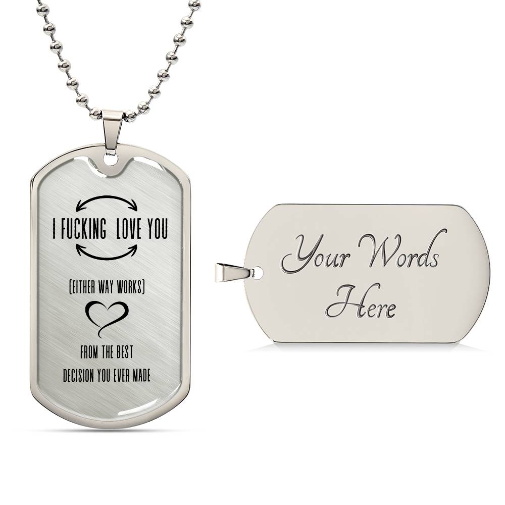 I F'king Love You Dog Tag | Men's Necklace with Playful Message