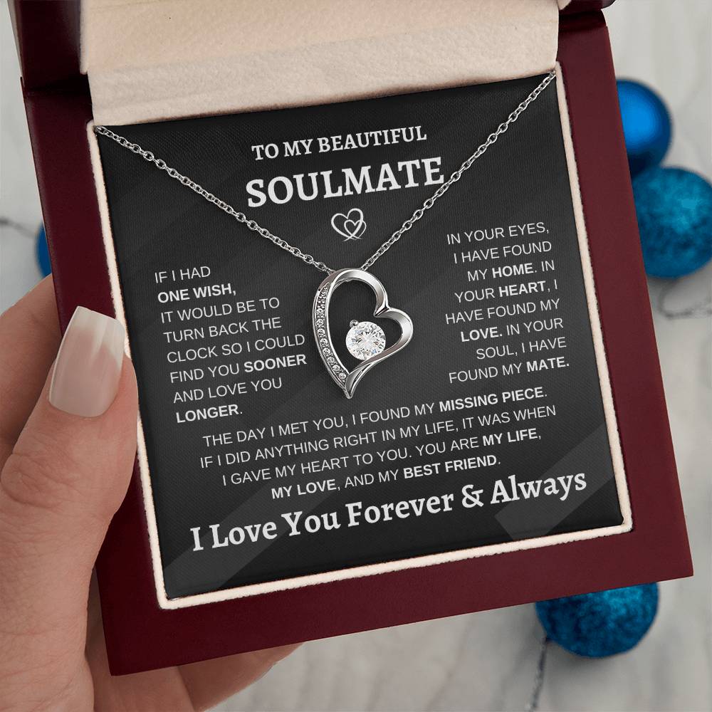 Soulmate Forever Love | Heart Pendant Necklace | Romantic Meaningful Jewelry