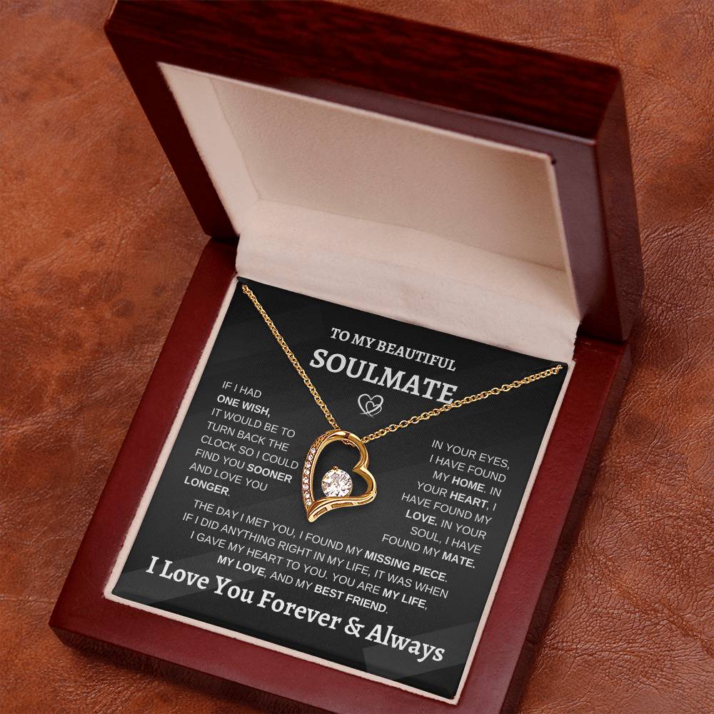 Soulmate Forever Love | Heart Pendant Necklace | Romantic Meaningful Jewelry