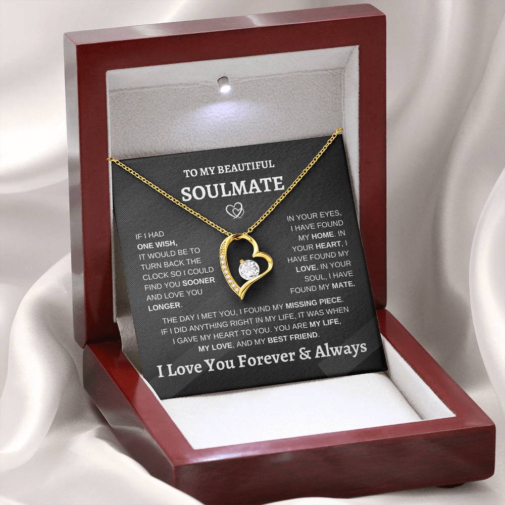 Soulmate Forever Love | Heart Pendant Necklace | Romantic Meaningful Jewelry