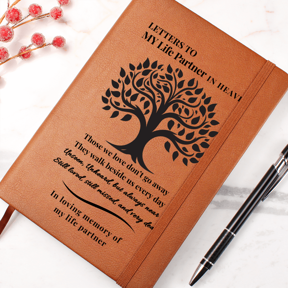 Letters To My Life Partner in Heaven | Vegan Leather Journal | Sympathy Gift |  Remembrance Keepsake
