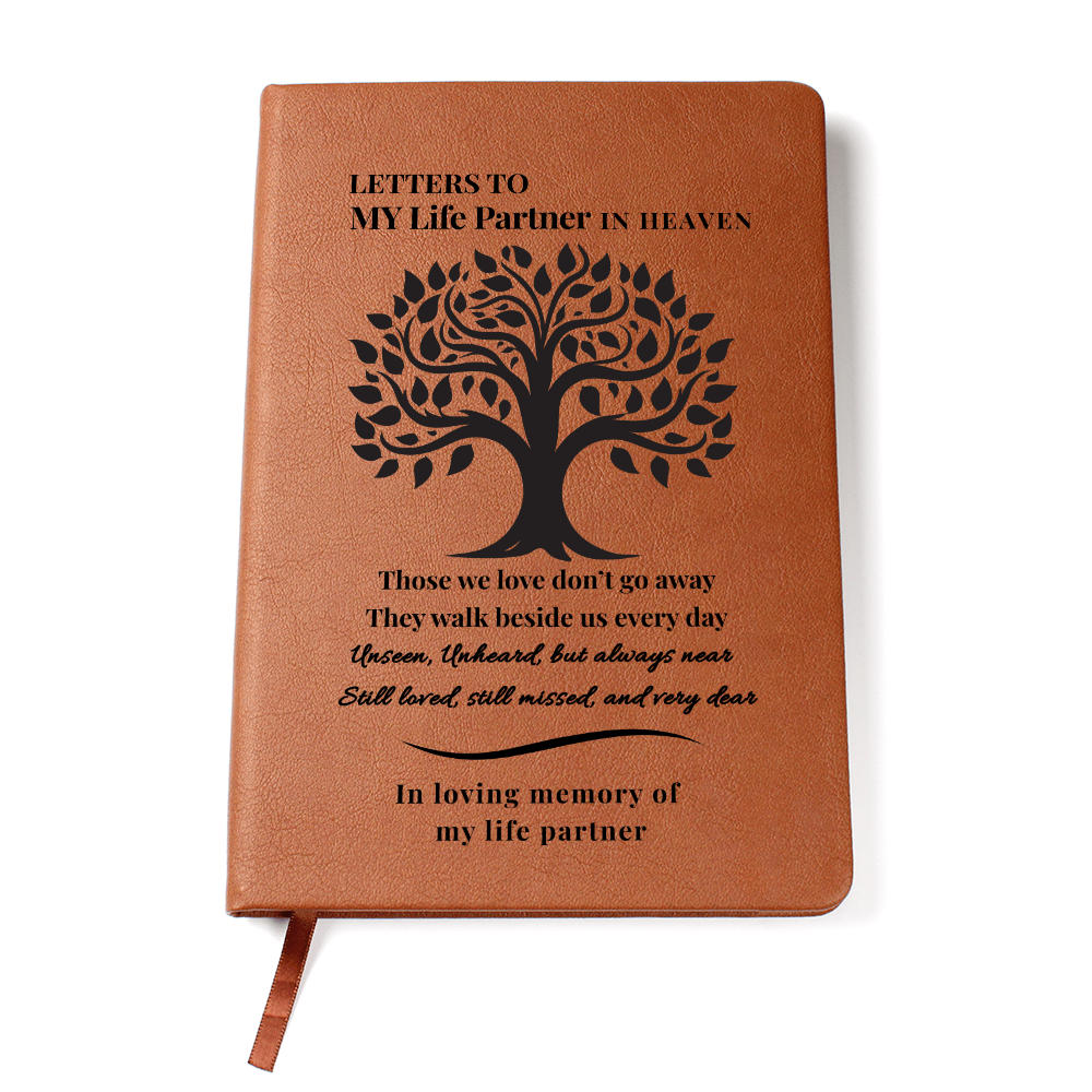 Letters To My Life Partner in Heaven | Vegan Leather Journal | Sympathy Gift |  Remembrance Keepsake