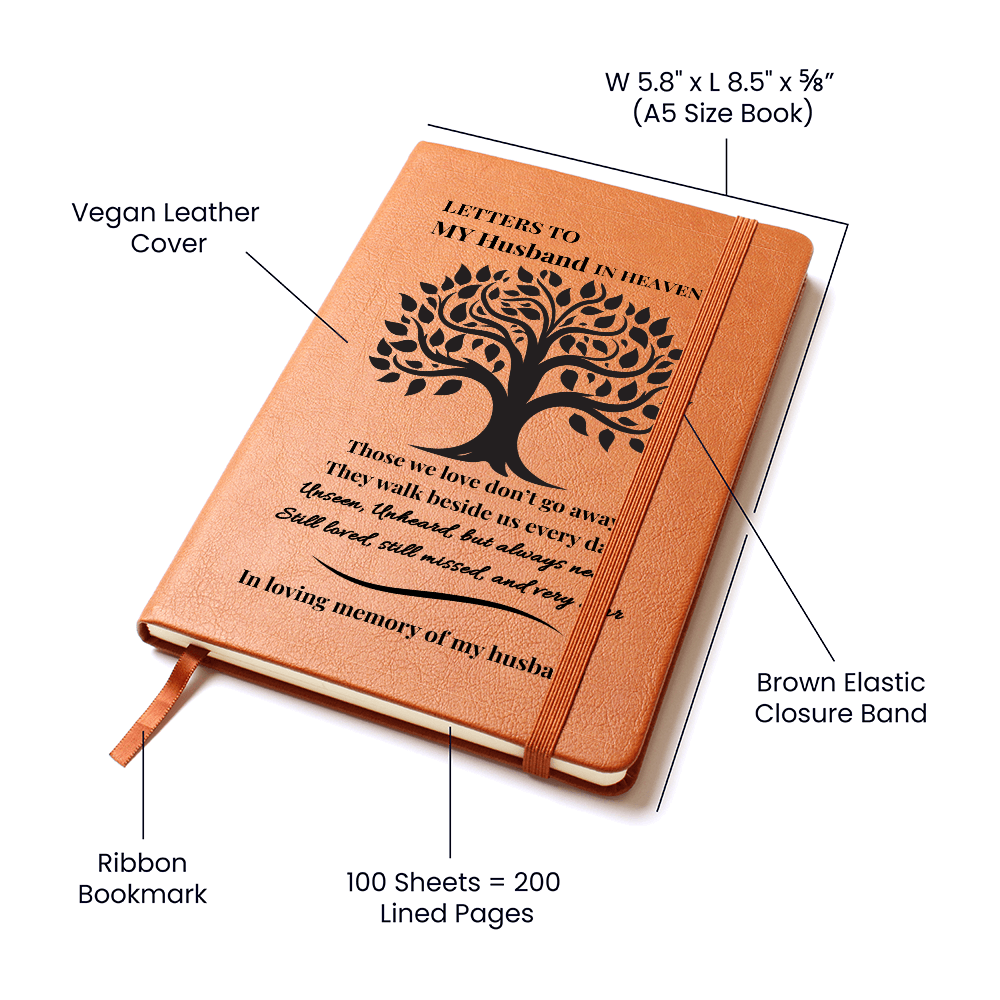 Letters To My Husband in Heaven  Vegan Leather Journal | Sympathy Gift |  Remembrance Keepsake