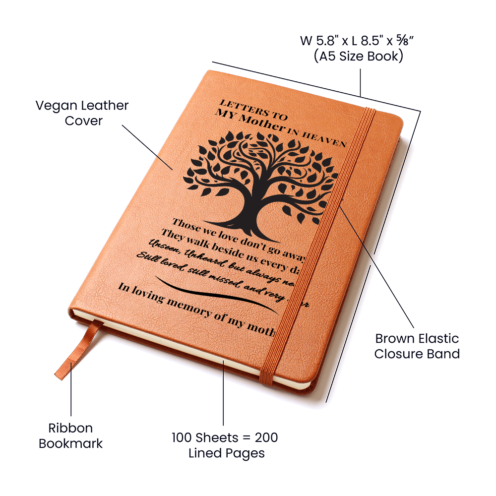 Letters To My Mother in Heaven | Vegan Leather Journal | Sympathy Gift | Remembrance Keepsake