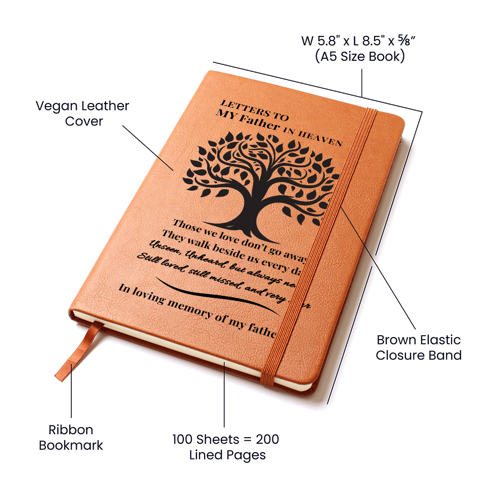 Letters To My Father in Heaven | Vegan Leather Journal | Sympathy Gift | Remembrance Keepsake