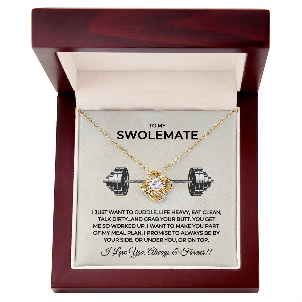 To My Swolemate Love Knot Necklace | Weightlifting Girlfriend | Fitness Wife Gift | Workout Partner