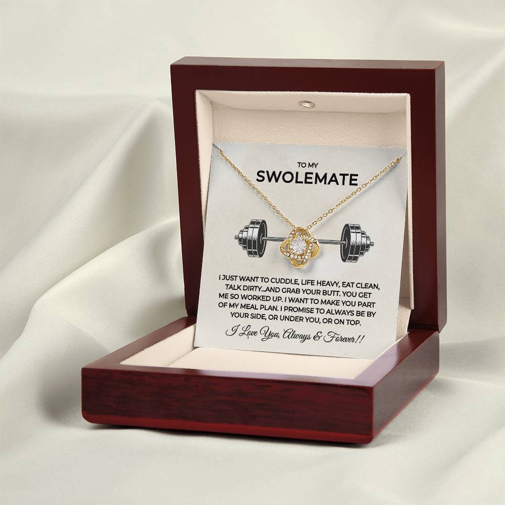 To My Swolemate Love Knot Necklace | Weightlifting Girlfriend | Fitness Wife Gift | Workout Partner