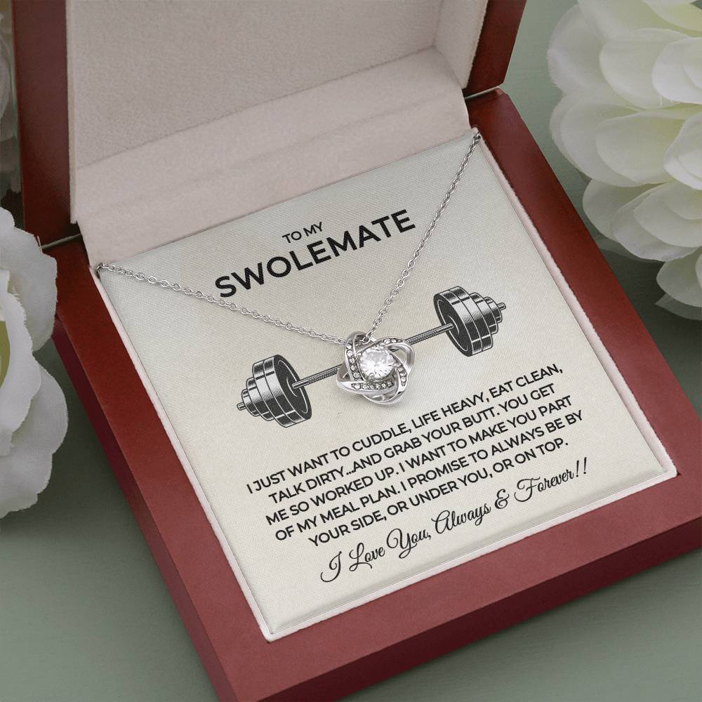To My Swolemate Love Knot Necklace | Weightlifting Girlfriend | Fitness Wife Gift | Workout Partner