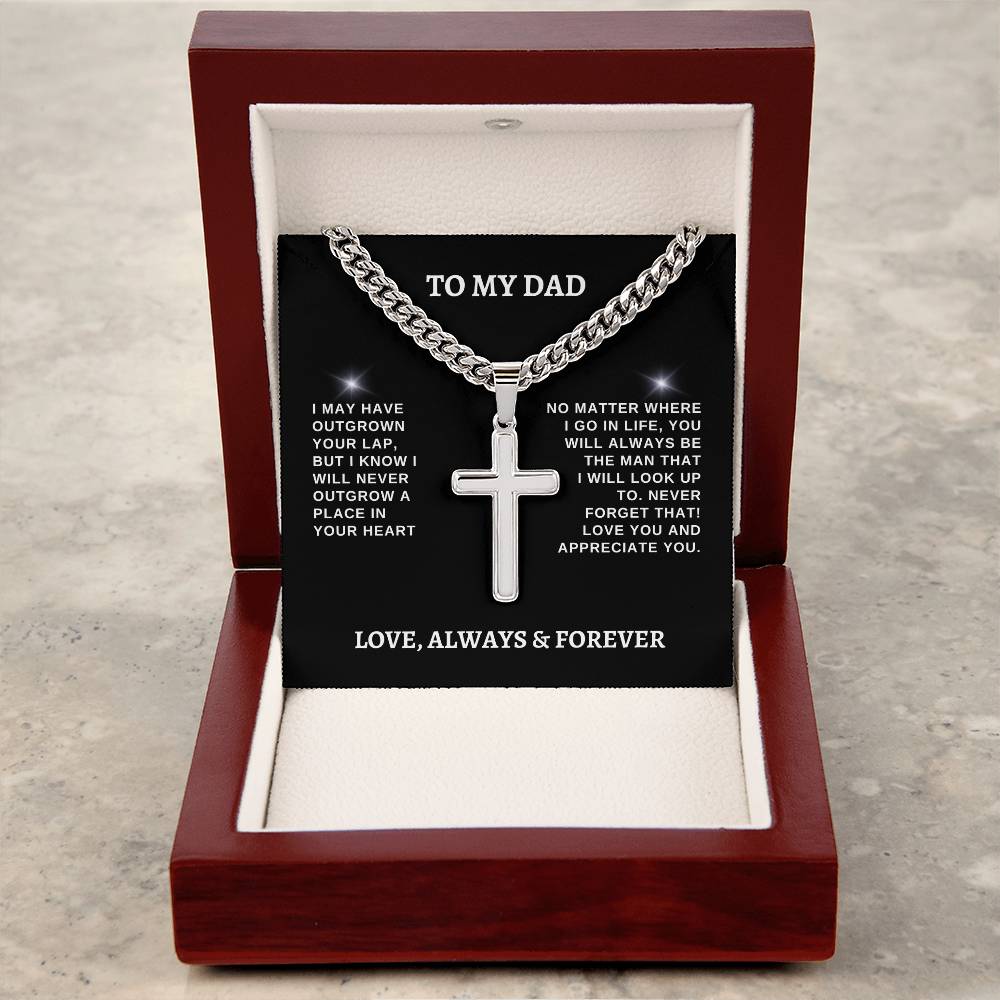 To My Dad Cross Necklace | Cuban Link Chain | Artisan Cross