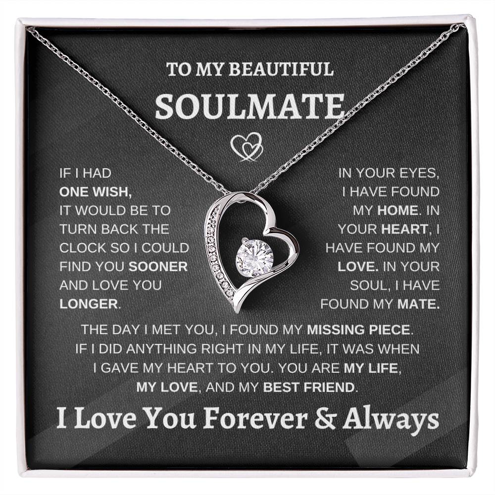 Soulmate Forever Love | Heart Pendant Necklace | Romantic Meaningful Jewelry