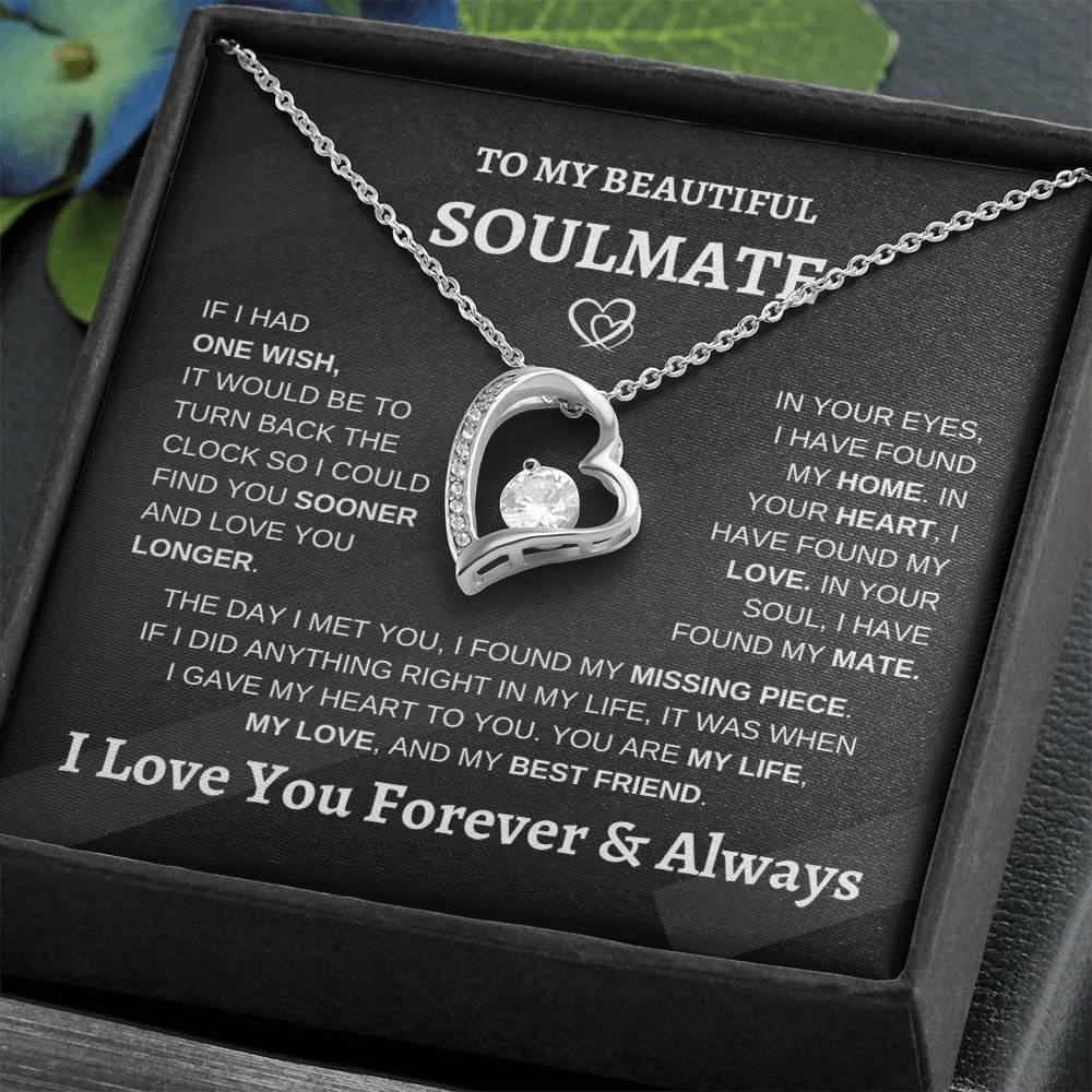 Soulmate Forever Love | Heart Pendant Necklace | Romantic Meaningful Jewelry