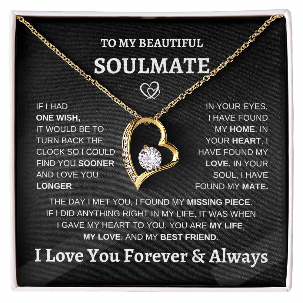 Soulmate Forever Love | Heart Pendant Necklace | Romantic Meaningful Jewelry