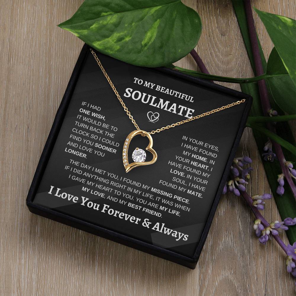 Soulmate Forever Love | Heart Pendant Necklace | Romantic Meaningful Jewelry
