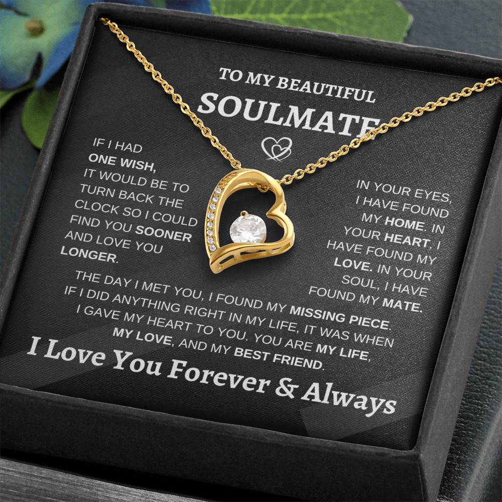 Soulmate Forever Love | Heart Pendant Necklace | Romantic Meaningful Jewelry