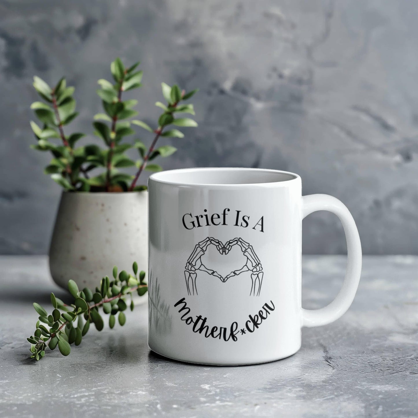 Grief Is A Motherf*cker Coffee Mug | Healing After Loss | 11 oz Ceramic Mug | Honest Grief Support Gift