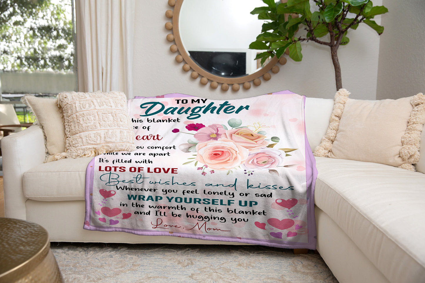 To My Daughter | Love Mom | Premium Sherpa Blanket | 50x60