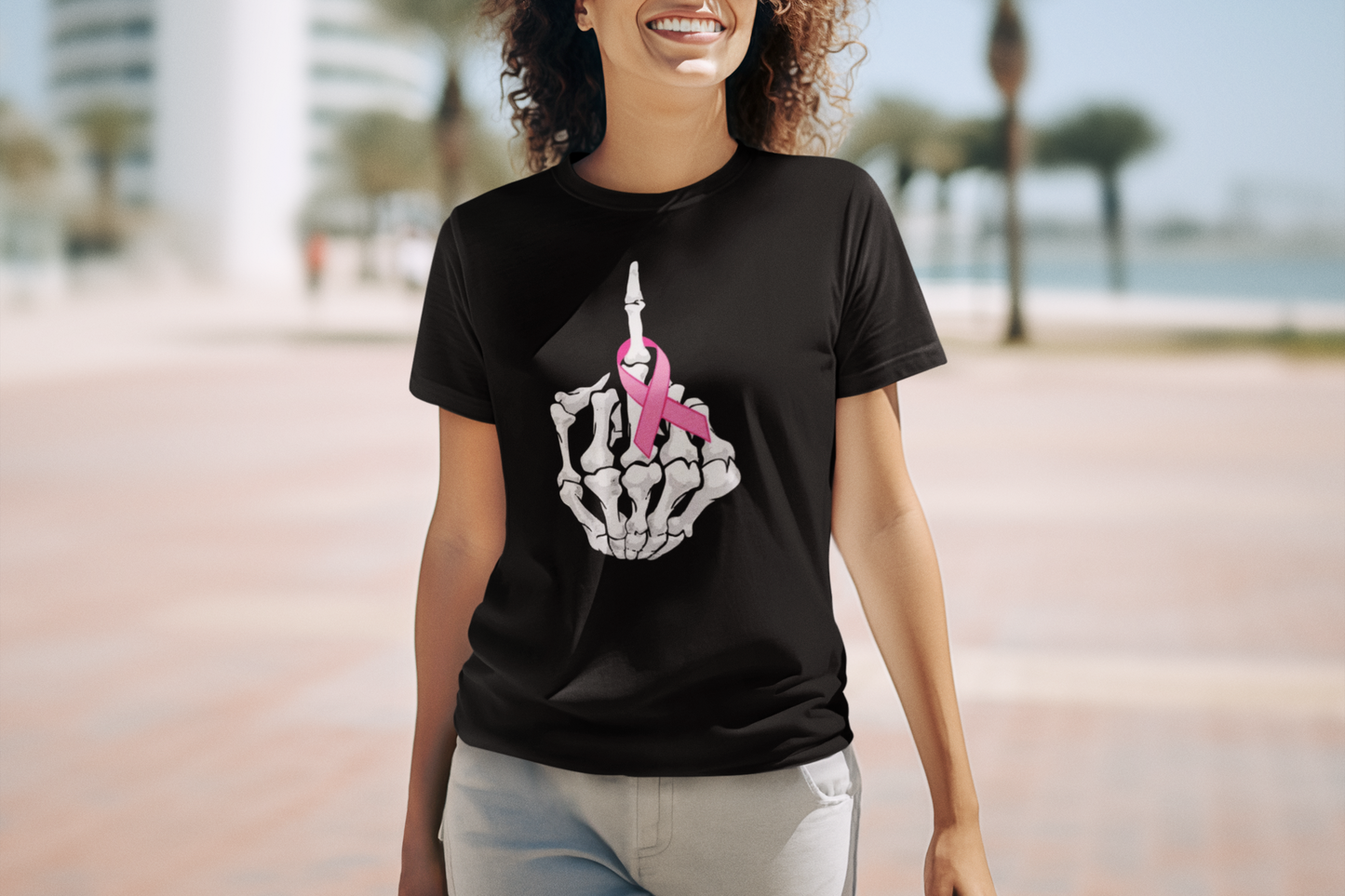 Skeleton Hand | Breast Cancer Awareness | Spooky Halloween Heavy Cotton Tee